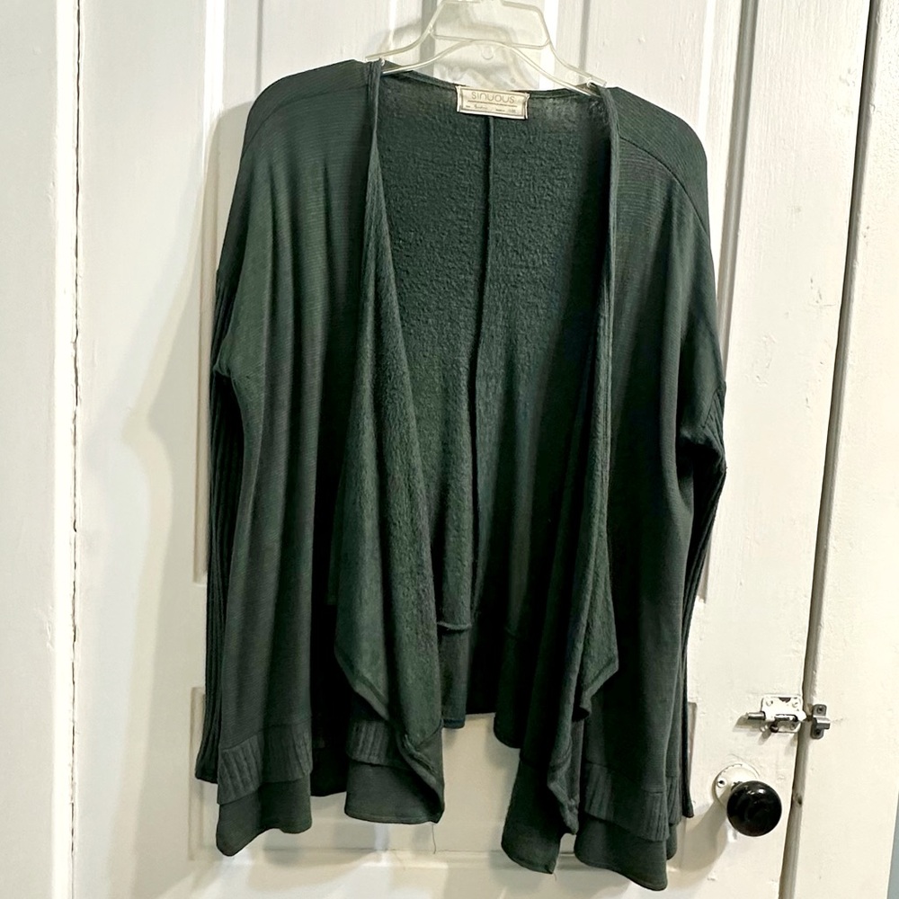 Sinuous Forest Green Soft Open Sweater/Wrap Cardigan (Size: M): Great Condition